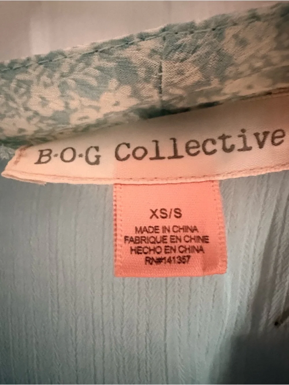 B.O.G. Collective Women’s Open Front Kimono Teal Floral Sheer XS/S